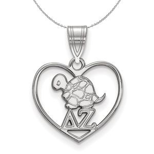 Sterling Silver Delta Zeta Heart Pendant Necklace - 20 Inch